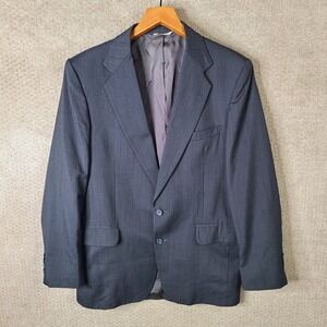 Dawahares Jacket Mens 40L Gray Striped‎ Blazer Two Button Suit Coat USA Made